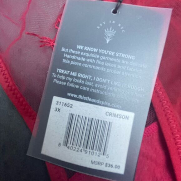 Thistle and Spire Tigris Thong Womens 3X Crimson Tigers Sheer Panties Revolve - Picture 9 of 9